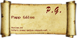 Papp Gálos névjegykártya